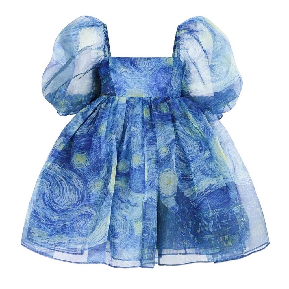 Selkie Starry Night Silk Puff Dress NWT Size M